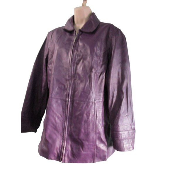 Vintage Purple Lambskin Leather Jacket Preston York Size L GUC - Picture 6 of 16